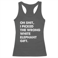 Oh Shit Funny White Elephant Gifts Racerback Tank Top - Wonder Print Shop