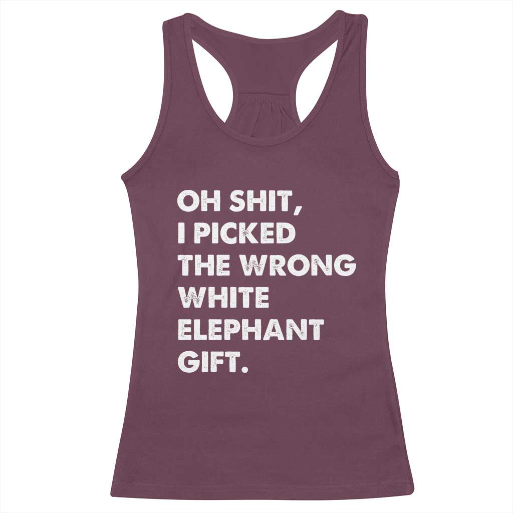 Oh Shit Funny White Elephant Gifts Racerback Tank Top - Wonder Print Shop