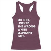 Oh Shit Funny White Elephant Gifts Racerback Tank Top - Wonder Print Shop