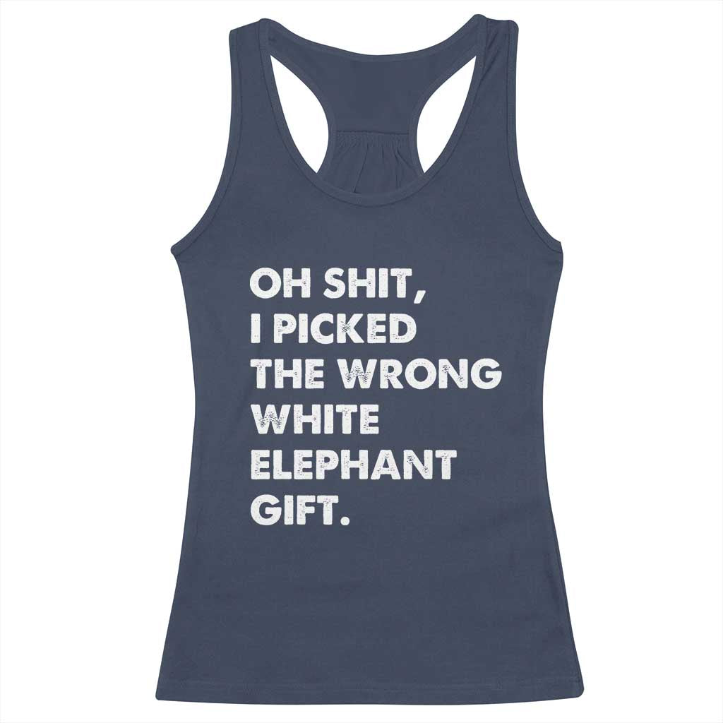 Oh Shit Funny White Elephant Gifts Racerback Tank Top - Wonder Print Shop