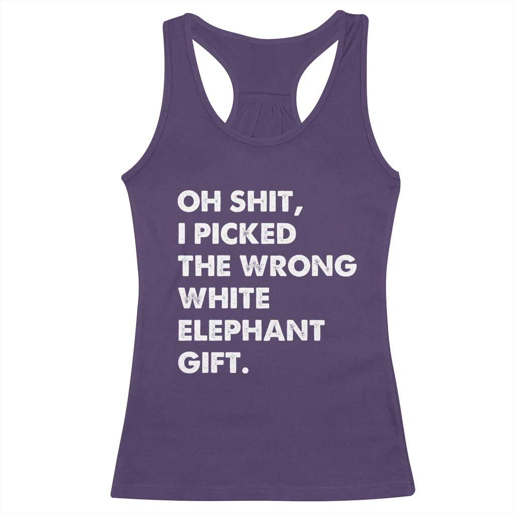 Oh Shit Funny White Elephant Gifts Racerback Tank Top - Wonder Print Shop