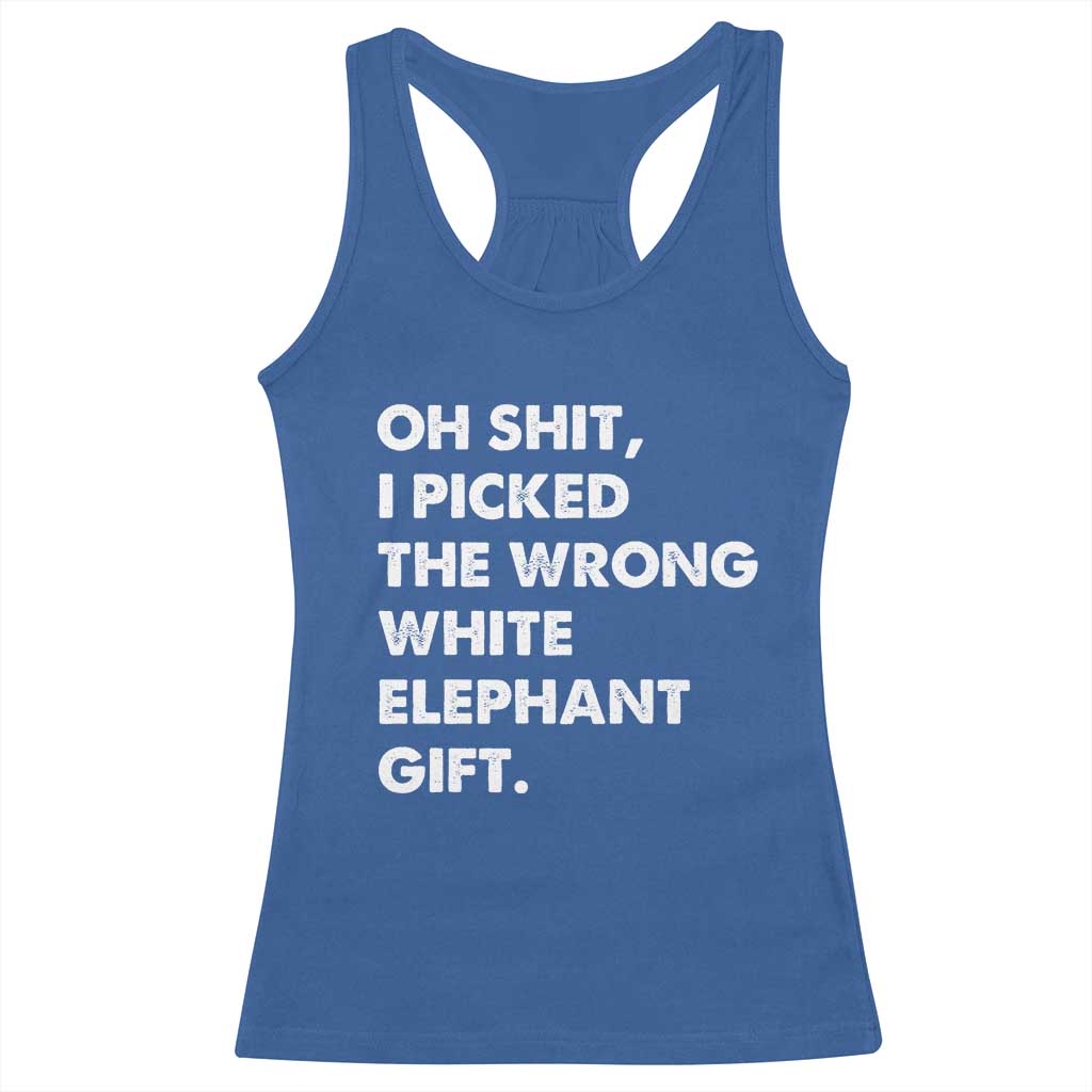 Oh Shit Funny White Elephant Gifts Racerback Tank Top - Wonder Print Shop