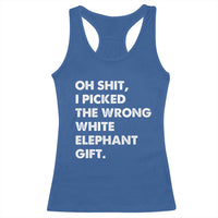 Oh Shit Funny White Elephant Gifts Racerback Tank Top - Wonder Print Shop