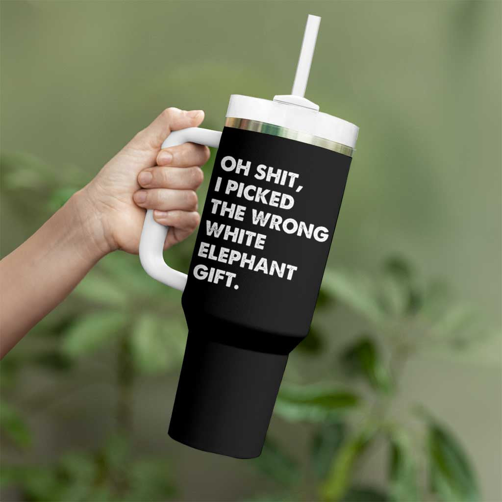 Oh Shit Funny White Elephant Gifts Tumbler With Handle - Wonder Print Shop