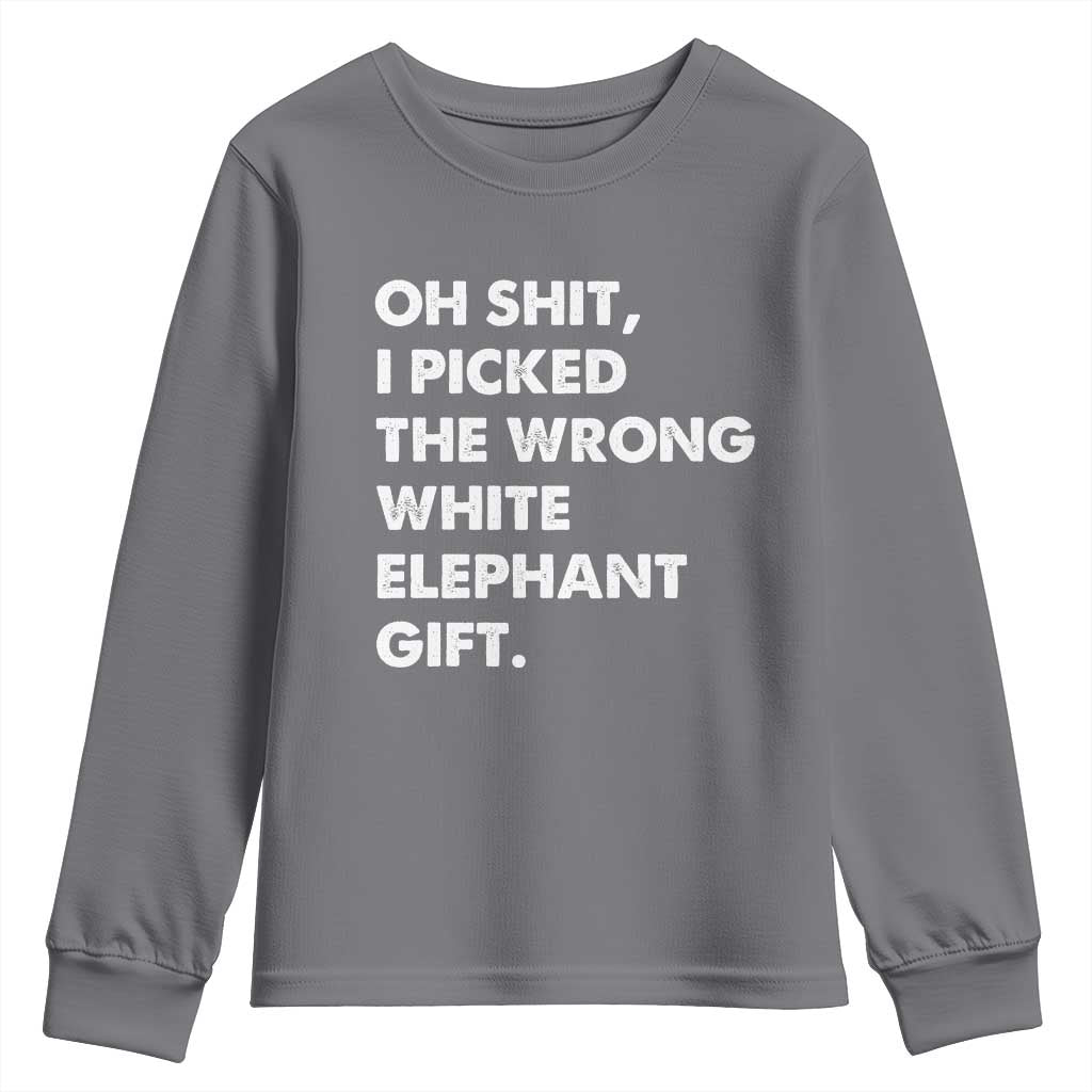 Oh Shit Funny White Elephant Gifts Youth Sweatshirt - Wonder Print Shop