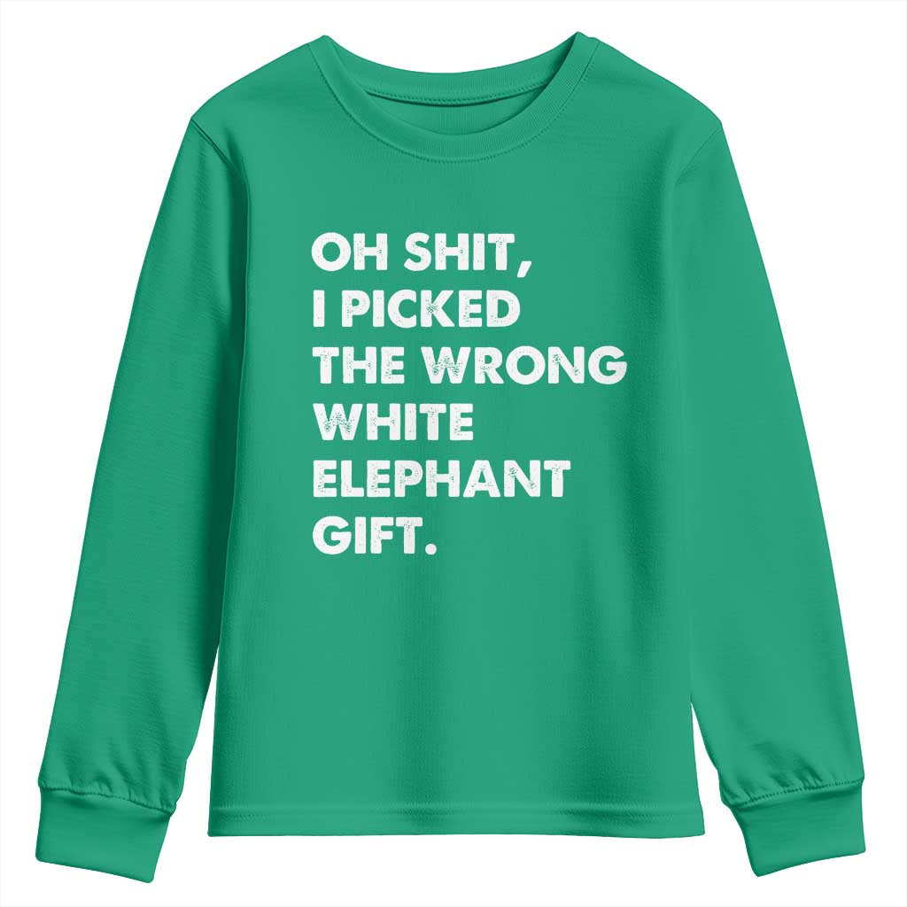 Oh Shit Funny White Elephant Gifts Youth Sweatshirt - Wonder Print Shop
