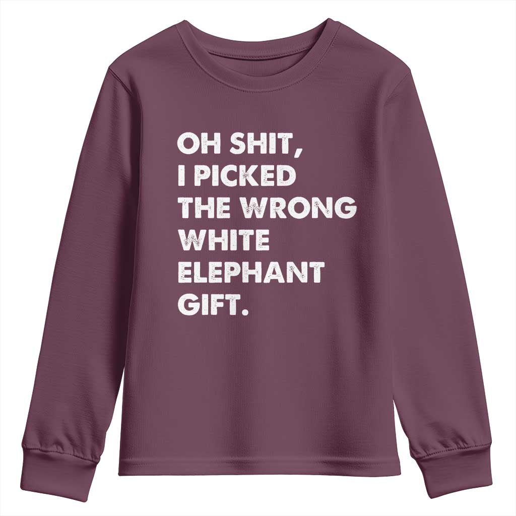 Oh Shit Funny White Elephant Gifts Youth Sweatshirt - Wonder Print Shop