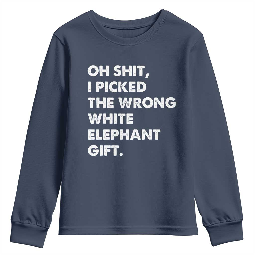 Oh Shit Funny White Elephant Gifts Youth Sweatshirt - Wonder Print Shop