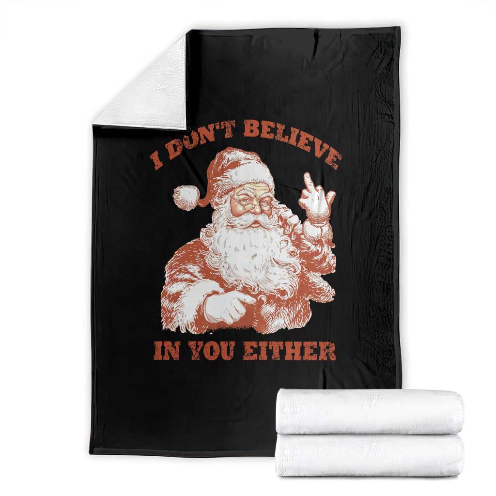 Retro Funny Santa Throw Blanket I Don't Believe In You Either 90s Christmas - Wonder Print Shop