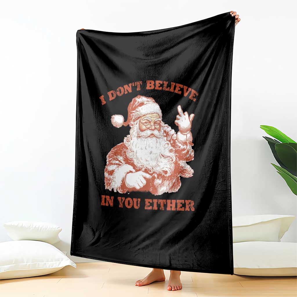 Retro Funny Santa Throw Blanket I Don't Believe In You Either 90s Christmas - Wonder Print Shop