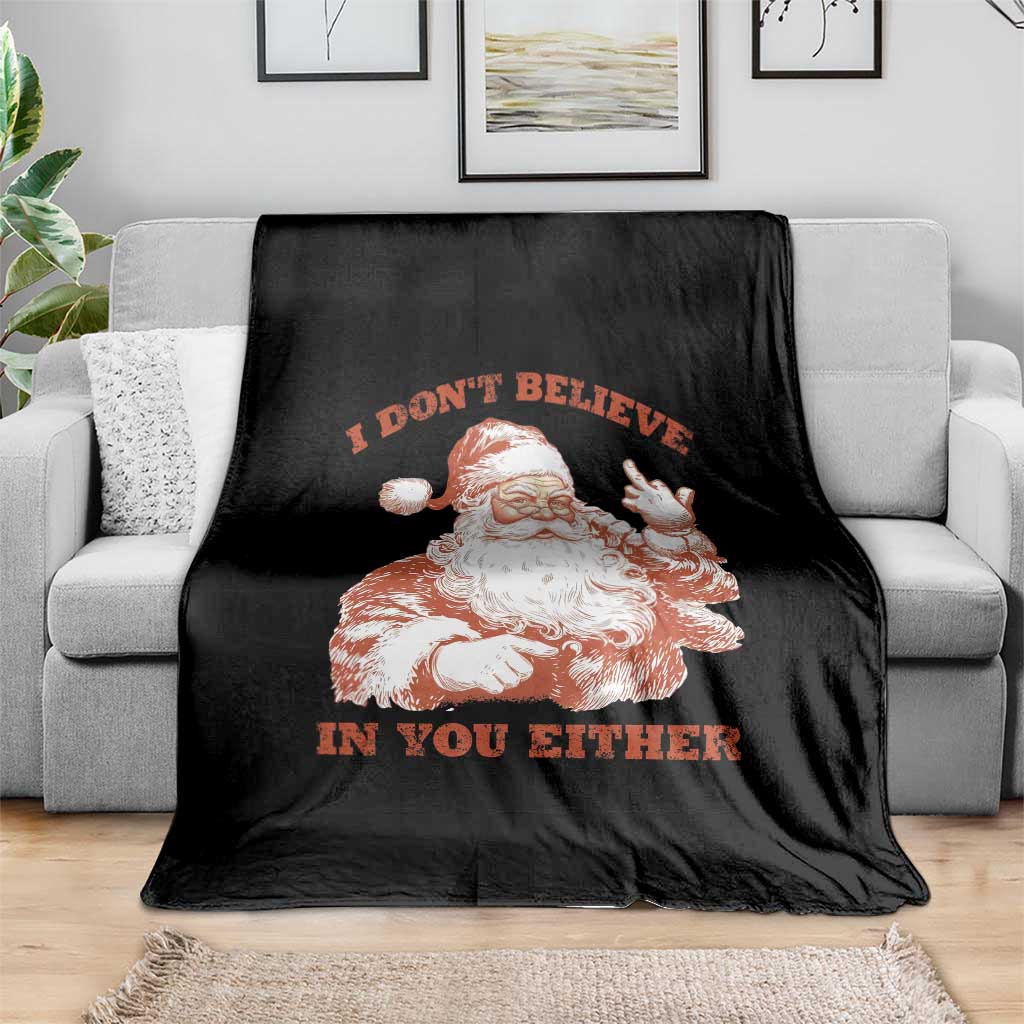 Retro Funny Santa Throw Blanket I Don't Believe In You Either 90s Christmas - Wonder Print Shop