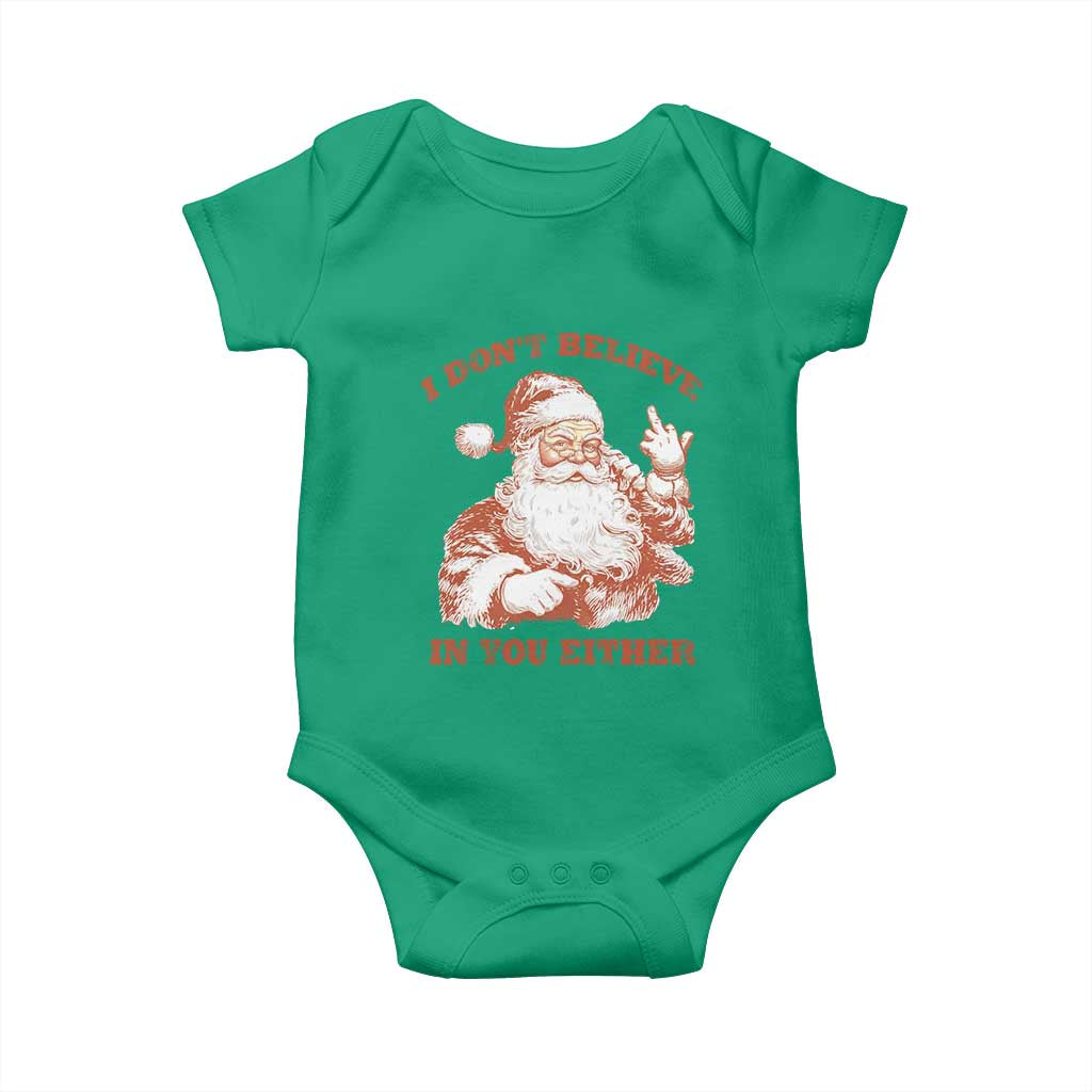 Retro Funny Santa Baby Onesie I Don't Believe In You Either 90s Christmas - Wonder Print Shop