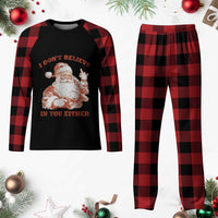 Retro Funny Santa Plaid Pajama Set I Don't Believe In You Either 90s Christmas - Wonder Print Shop