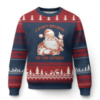 Retro Funny Santa Ugly Christmas Sweater I Don't Believe In You Either 90s Xmas - Wonder Print Shop