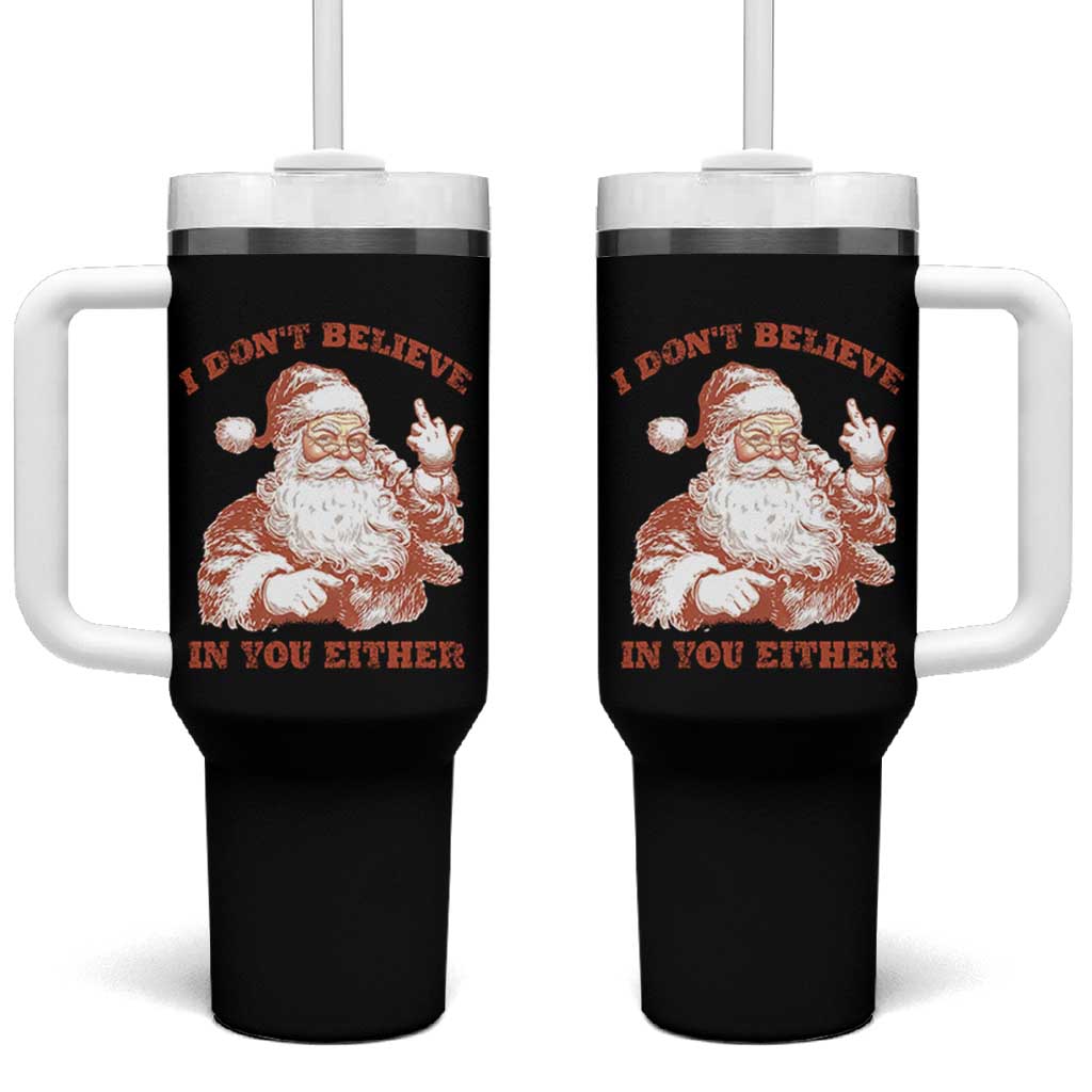 Retro Funny Santa Tumbler With Handle I Don't Believe In You Either 90s Christmas - Wonder Print Shop