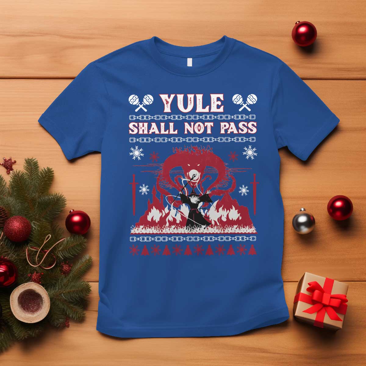 Christmas Yule Shall Not Pass T Shirt Fantasy Movie Ugly Xmas - Wonder Print Shop