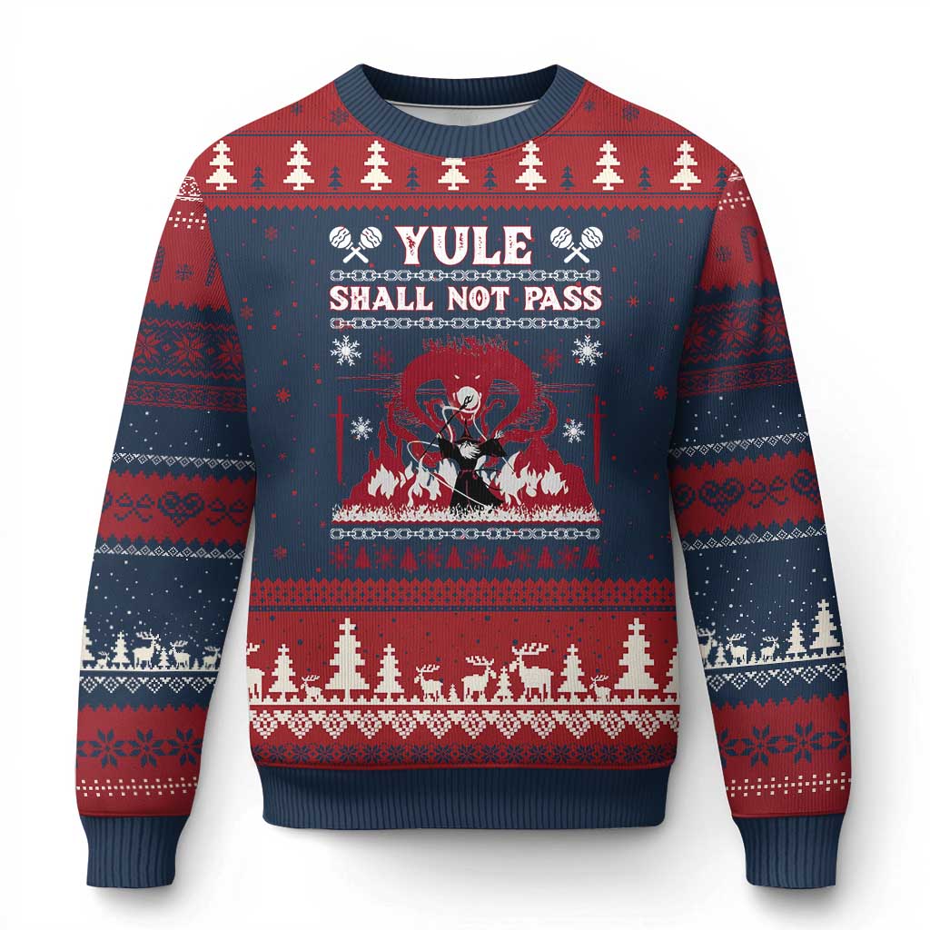 Xmas Yule Shall Not Pass Ugly Christmas Sweater Fantasy Movie Ugly Xmas - Wonder Print Shop