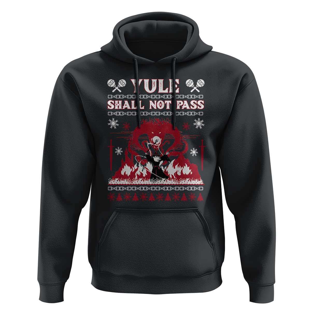 Christmas Yule Shall Not Pass Hoodie Fantasy Movie Ugly Xmas - Wonder Print Shop