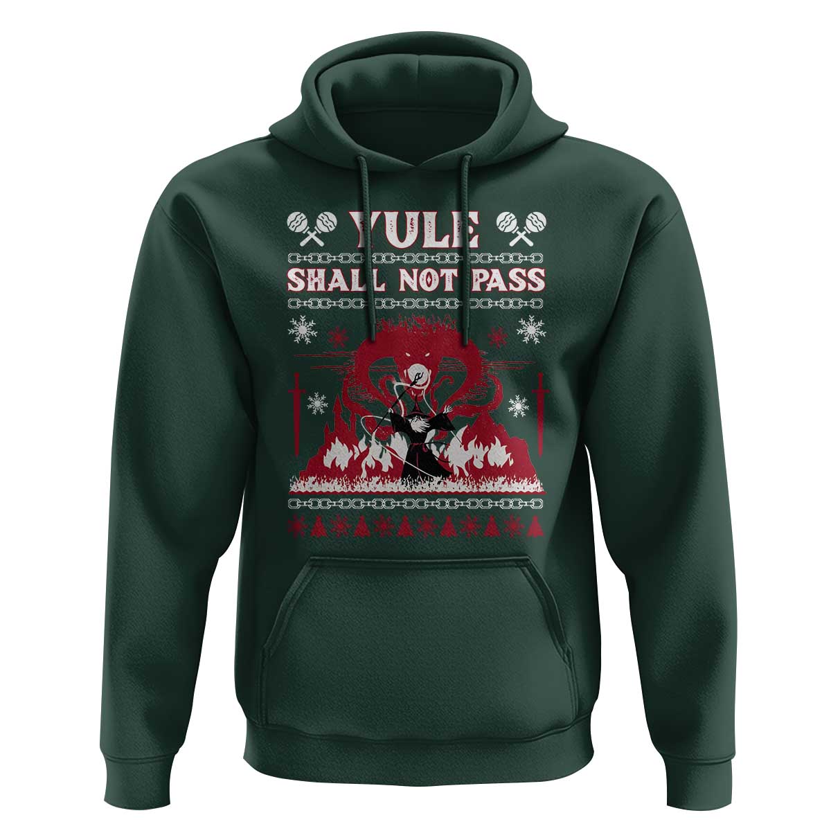 Christmas Yule Shall Not Pass Hoodie Fantasy Movie Ugly Xmas - Wonder Print Shop