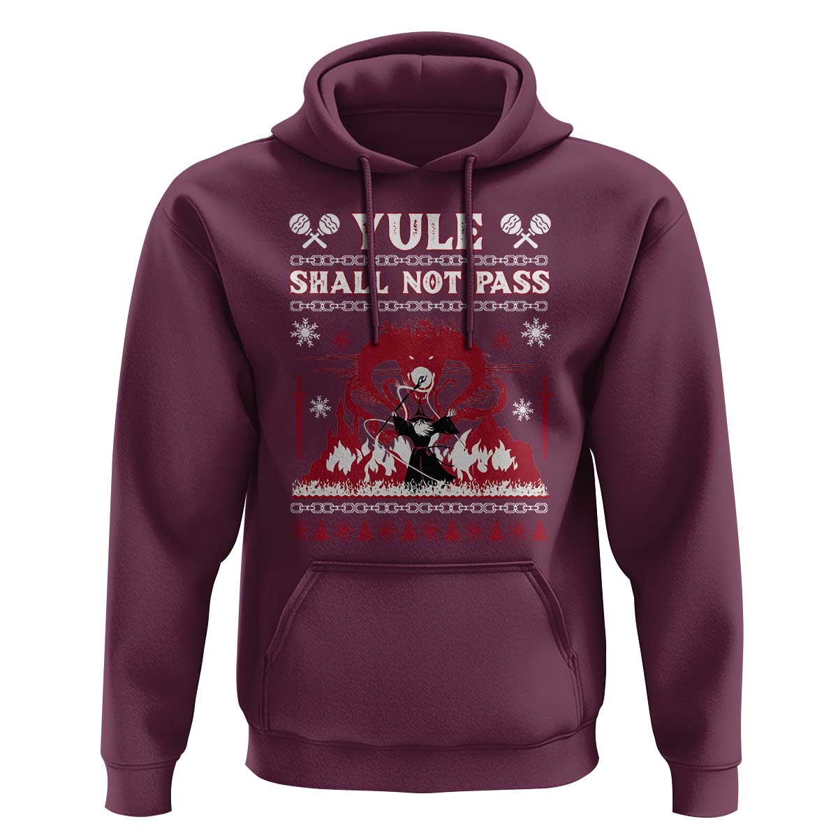 Christmas Yule Shall Not Pass Hoodie Fantasy Movie Ugly Xmas - Wonder Print Shop