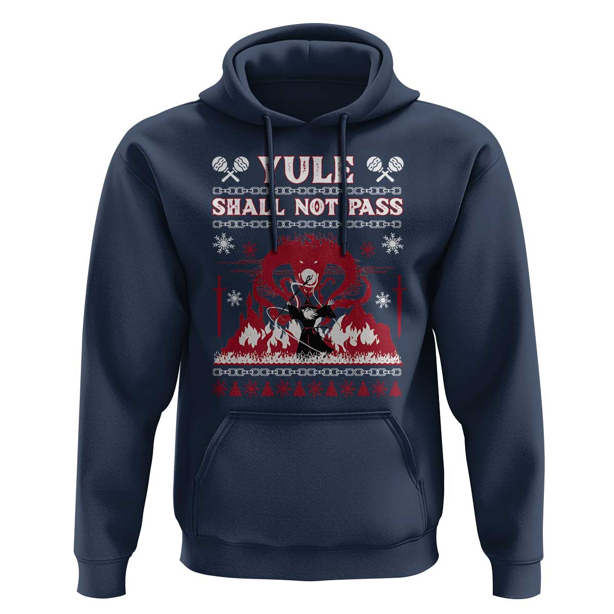 Christmas Yule Shall Not Pass Hoodie Fantasy Movie Ugly Xmas - Wonder Print Shop