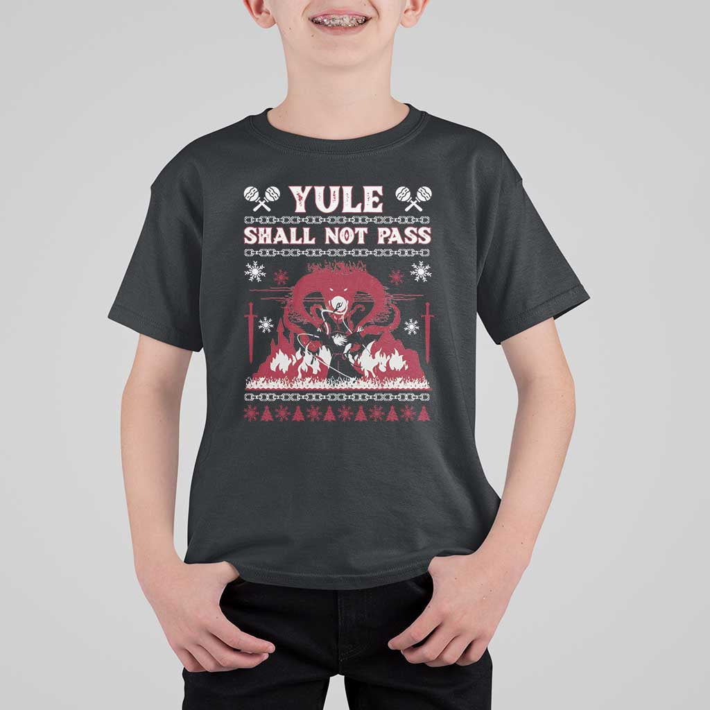 Christmas Yule Shall Not Pass T Shirt For Kid Fantasy Movie Ugly Xmas - Wonder Print Shop