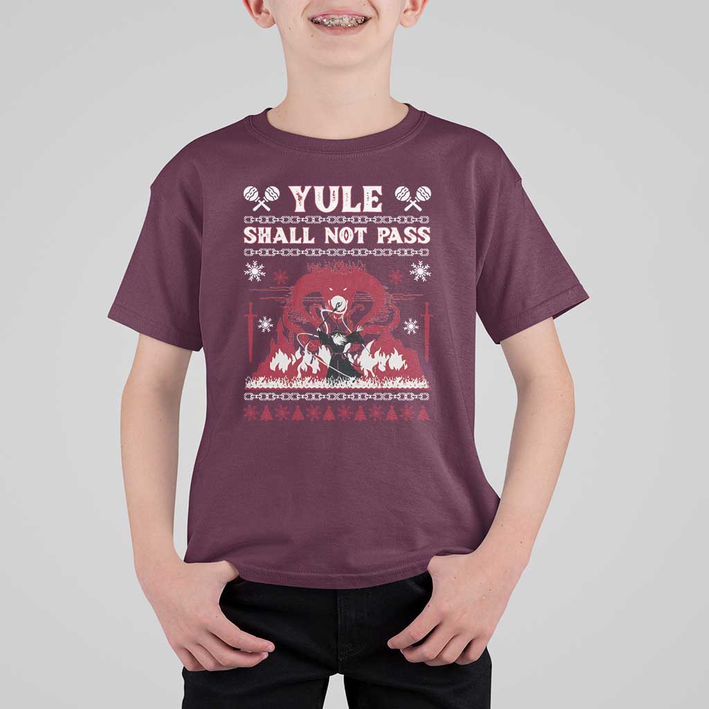 Christmas Yule Shall Not Pass T Shirt For Kid Fantasy Movie Ugly Xmas - Wonder Print Shop