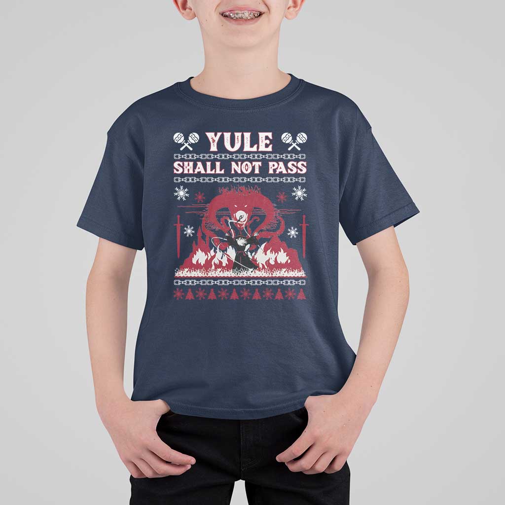 Christmas Yule Shall Not Pass T Shirt For Kid Fantasy Movie Ugly Xmas - Wonder Print Shop