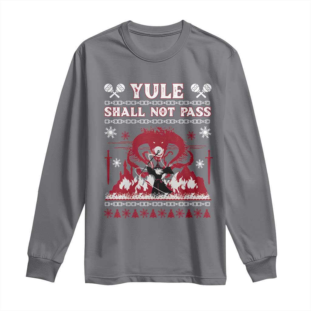 Christmas Yule Shall Not Pass Long Sleeve Shirt Fantasy Movie Ugly Xmas - Wonder Print Shop