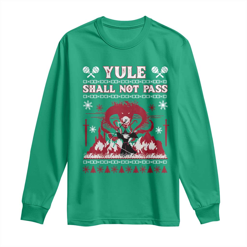 Christmas Yule Shall Not Pass Long Sleeve Shirt Fantasy Movie Ugly Xmas - Wonder Print Shop
