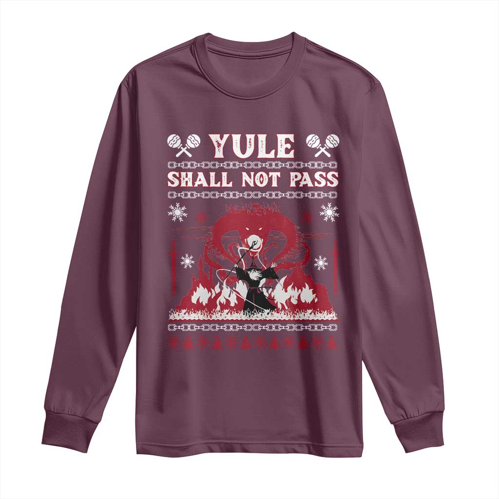 Christmas Yule Shall Not Pass Long Sleeve Shirt Fantasy Movie Ugly Xmas - Wonder Print Shop
