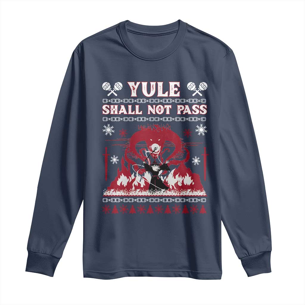 Christmas Yule Shall Not Pass Long Sleeve Shirt Fantasy Movie Ugly Xmas - Wonder Print Shop