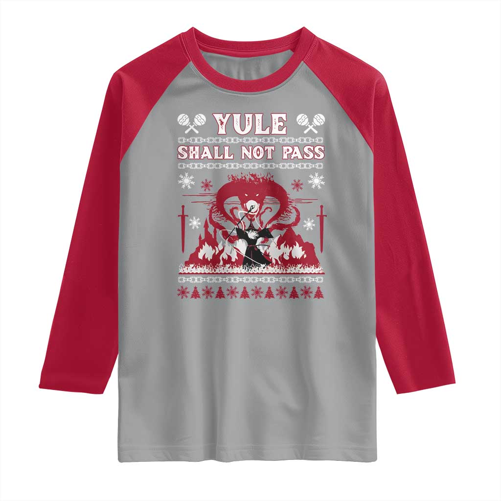 Christmas Yule Shall Not Pass Raglan Shirt Fantasy Movie Ugly Xmas - Wonder Print Shop