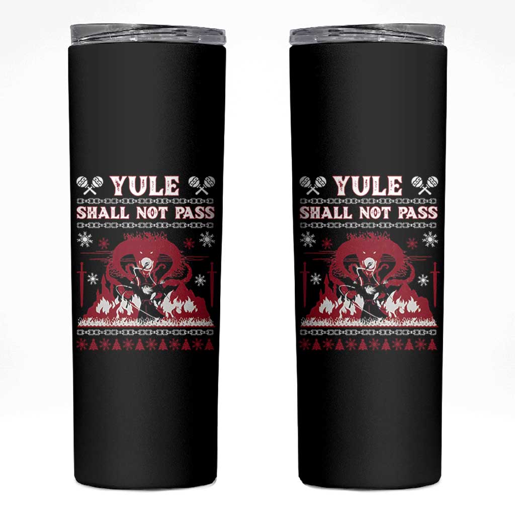 Christmas Yule Shall Not Pass Skinny Tumbler Fantasy Movie Ugly Xmas - Wonder Print Shop