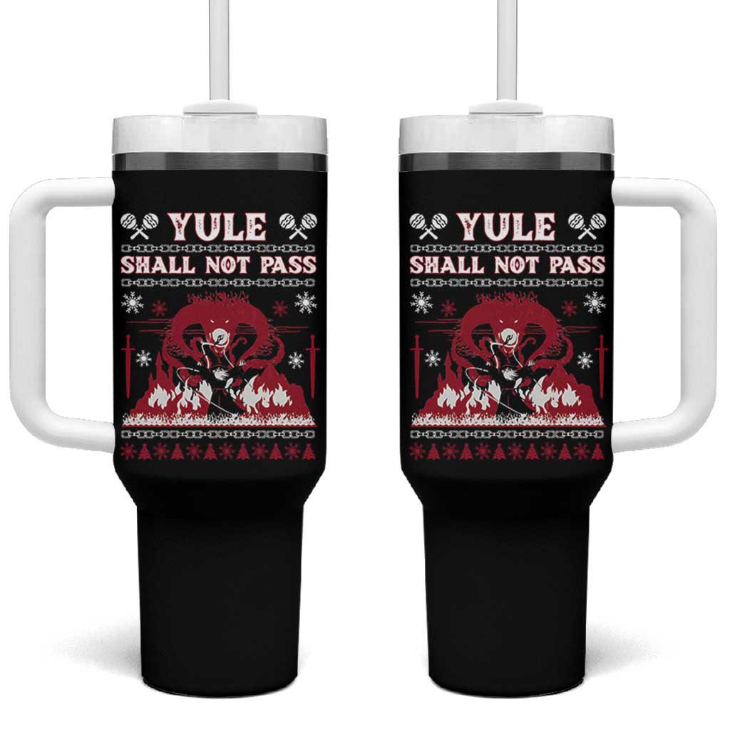 Christmas Yule Shall Not Pass Tumbler With Handle Fantasy Movie Ugly Xmas - Wonder Print Shop