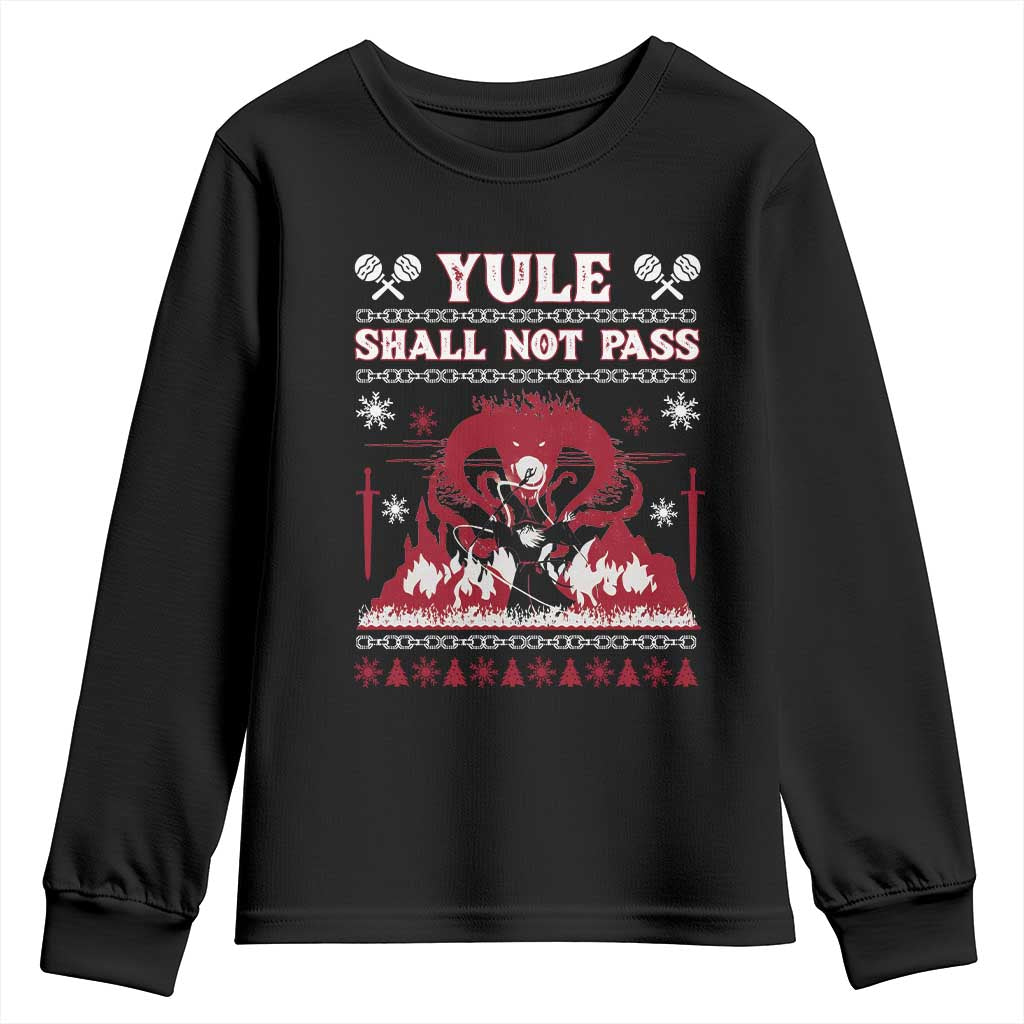 Christmas Yule Shall Not Pass Youth Sweatshirt Fantasy Movie Ugly Xmas - Wonder Print Shop