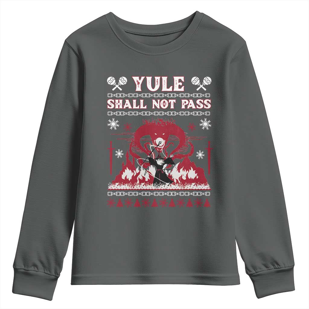 Christmas Yule Shall Not Pass Youth Sweatshirt Fantasy Movie Ugly Xmas - Wonder Print Shop