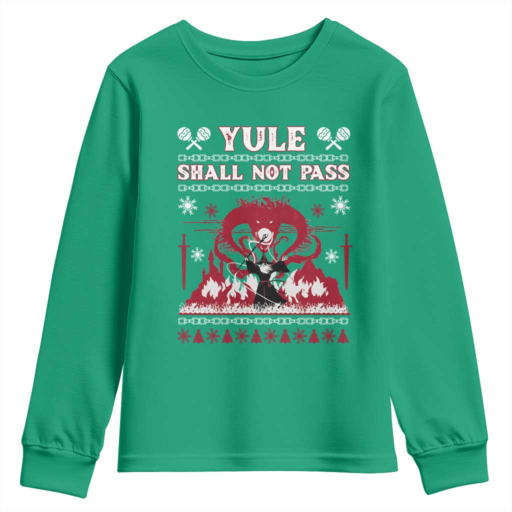 Christmas Yule Shall Not Pass Youth Sweatshirt Fantasy Movie Ugly Xmas - Wonder Print Shop