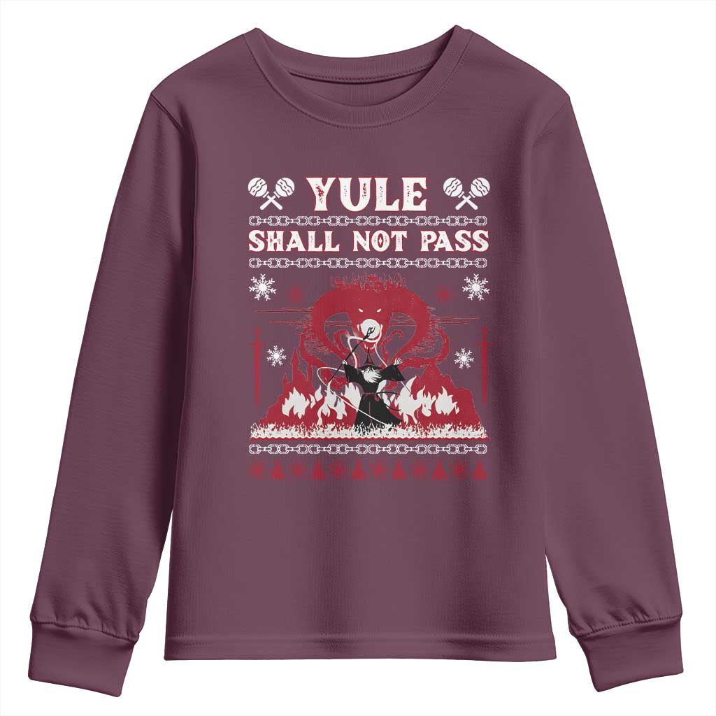 Christmas Yule Shall Not Pass Youth Sweatshirt Fantasy Movie Ugly Xmas - Wonder Print Shop