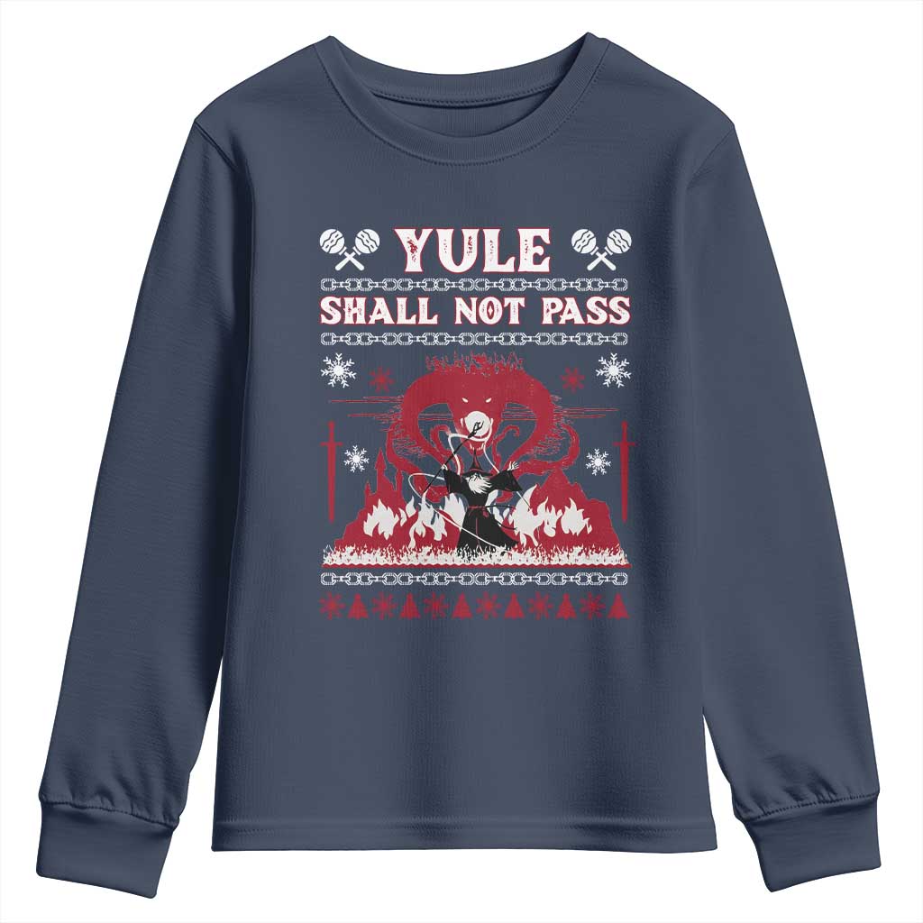 Christmas Yule Shall Not Pass Youth Sweatshirt Fantasy Movie Ugly Xmas - Wonder Print Shop