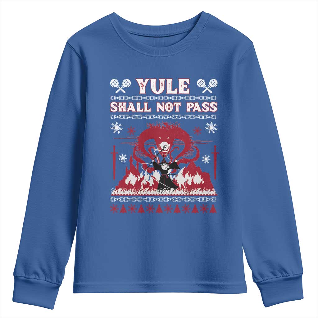 Christmas Yule Shall Not Pass Youth Sweatshirt Fantasy Movie Ugly Xmas - Wonder Print Shop