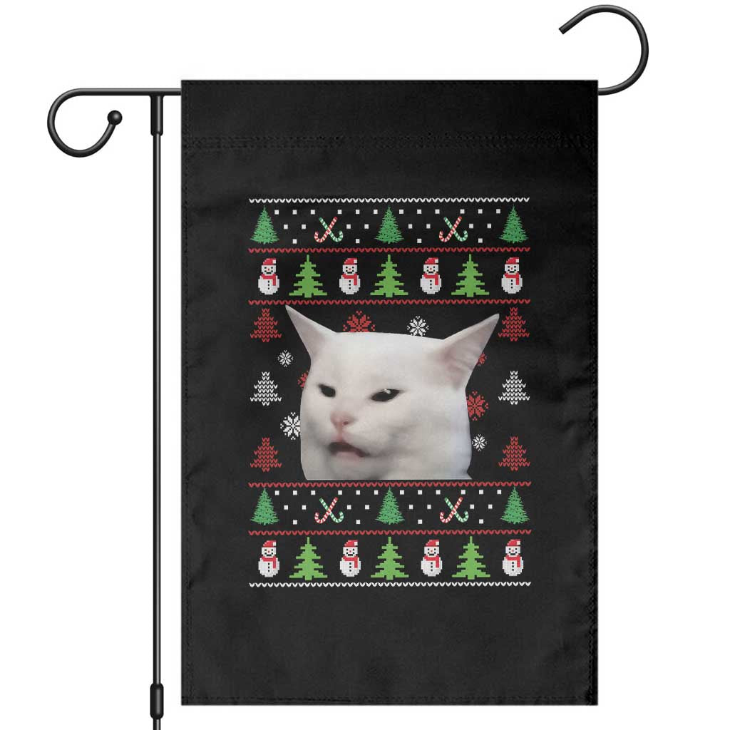 Woman Yelling At A Cat Ugly Christmas Garden Flag Funny Cat Meme Matching Couple Christmas Pajama - Wonder Print Shop