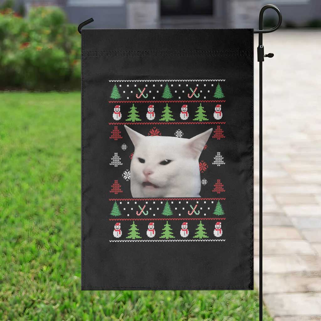Woman Yelling At A Cat Ugly Christmas Garden Flag Funny Cat Meme Matching Couple Christmas Pajama - Wonder Print Shop