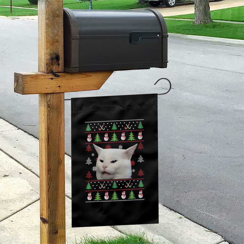 Woman Yelling At A Cat Ugly Christmas Garden Flag Funny Cat Meme Matching Couple Christmas Pajama - Wonder Print Shop