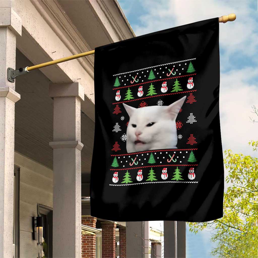 Woman Yelling At A Cat Ugly Christmas Garden Flag Funny Cat Meme Matching Couple Christmas Pajama - Wonder Print Shop