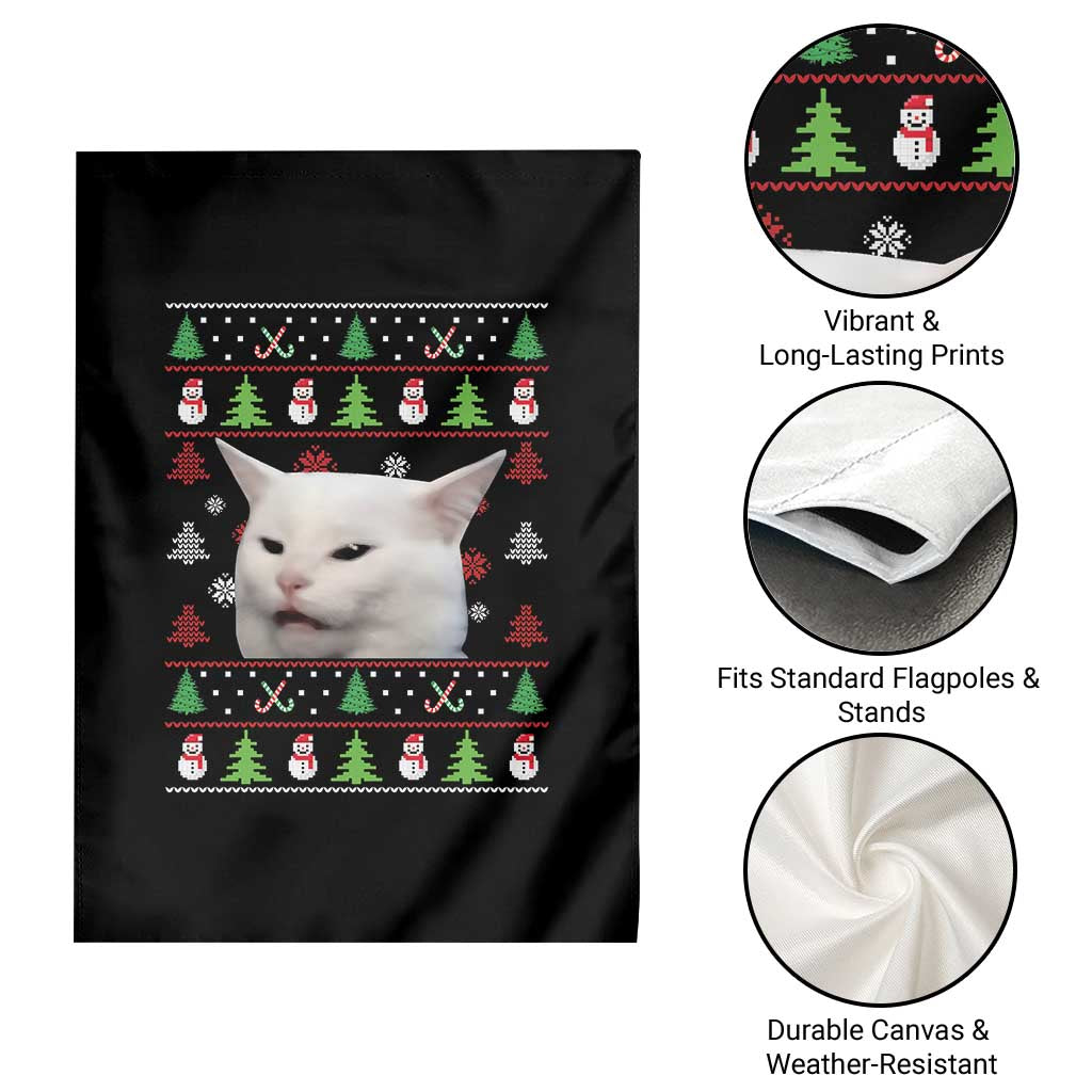 Woman Yelling At A Cat Ugly Christmas Garden Flag Funny Cat Meme Matching Couple Christmas Pajama - Wonder Print Shop
