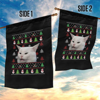 Woman Yelling At A Cat Ugly Christmas Garden Flag Funny Cat Meme Matching Couple Christmas Pajama - Wonder Print Shop