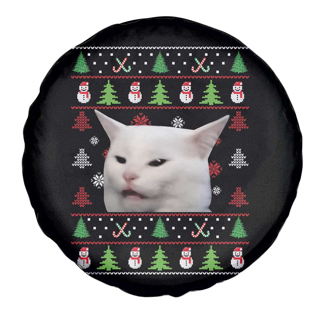Woman Yelling At A Cat Ugly Christmas Spare Tire Cover Funny Cat Meme Matching Couple Christmas Pajama - Wonder Print Shop