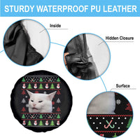 Woman Yelling At A Cat Ugly Christmas Spare Tire Cover Funny Cat Meme Matching Couple Christmas Pajama - Wonder Print Shop