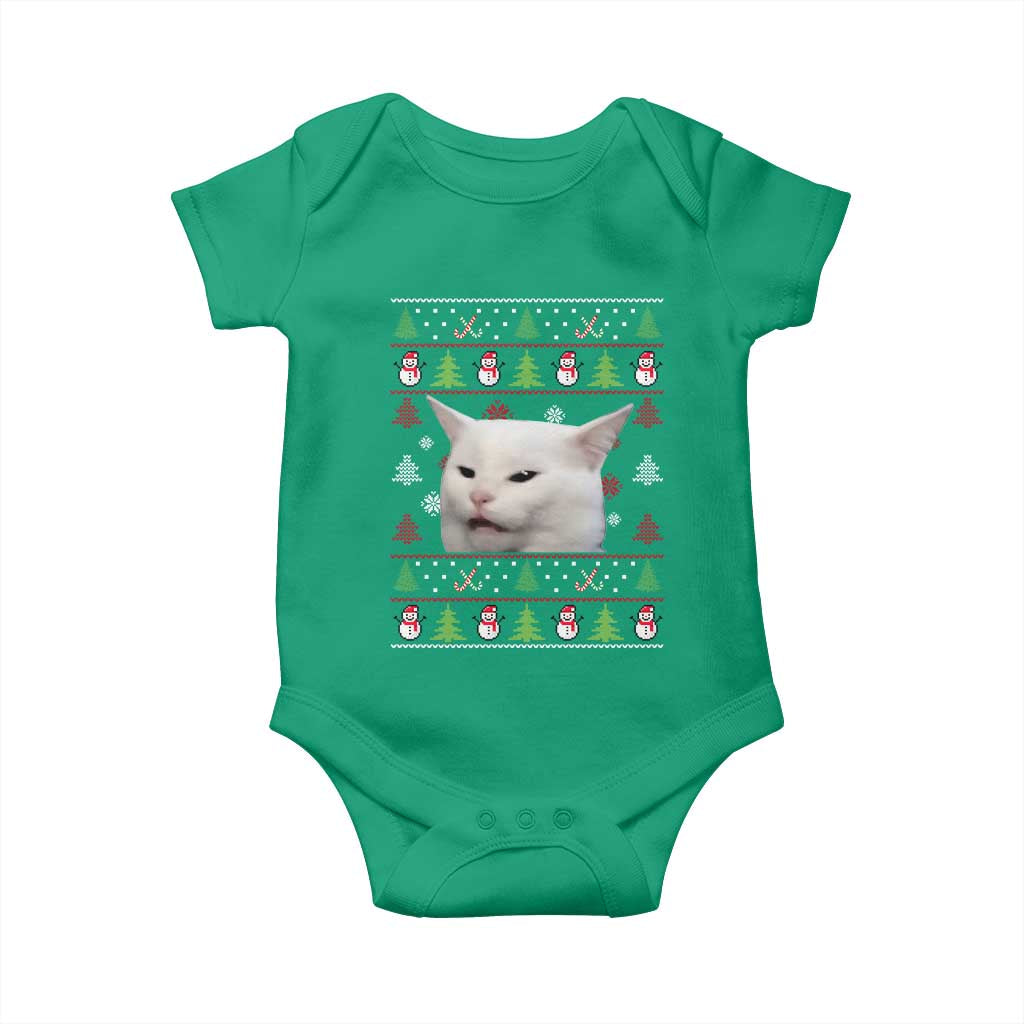 Woman Yelling At A Cat Ugly Christmas Baby Onesie Funny Cat Meme Matching Couple Christmas Pajama - Wonder Print Shop